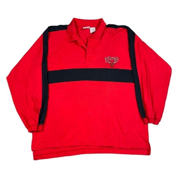 Pro Edge Vintage 1998‎ Chicago Bulls Polo Long Sleeve Collared Shirt Adult Large - Picture 1 of 5
